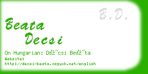 beata decsi business card